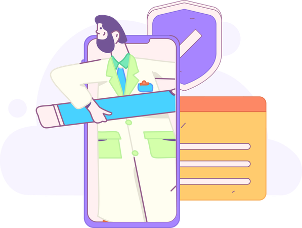 Doctor assistant working remotely  Illustration