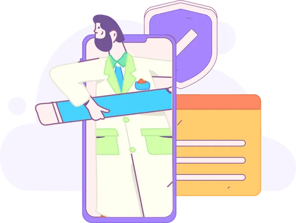 Doctor assistant working remotely  Illustration