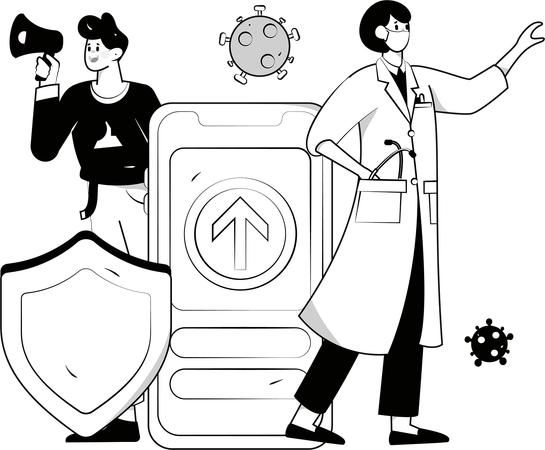 Doctor avoids hand touch money  イラスト