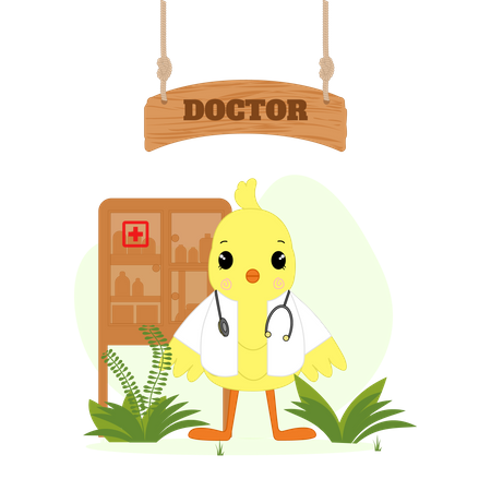 Doctor bird standing confidently  Illustration