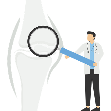 Médico buscando problemas con las articulaciones  Ilustración