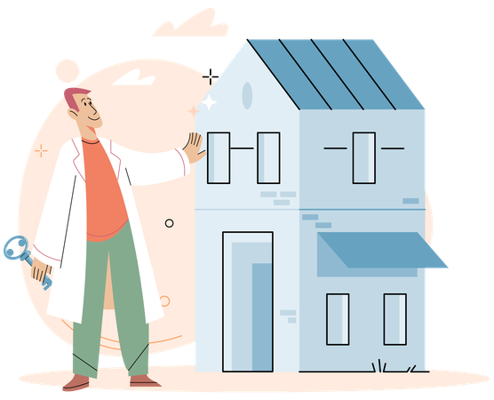 Doctor buying house  Illustration