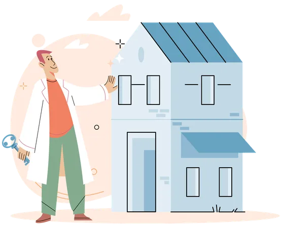 Doctor buying house  Illustration