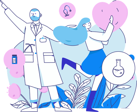 Doctor cares about patient's health  Illustration