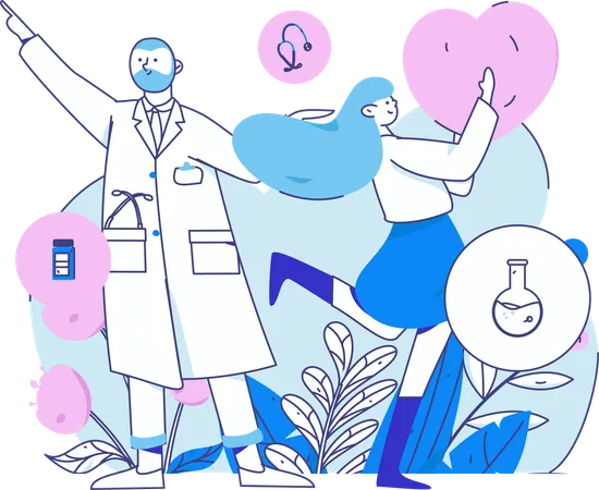 Doctor cares about patient's health  Illustration