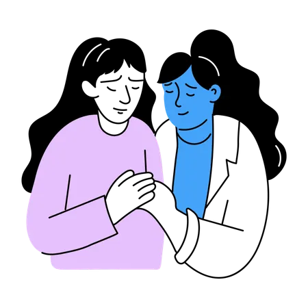 의사가 임산부를 돌보다  일러스트레이션