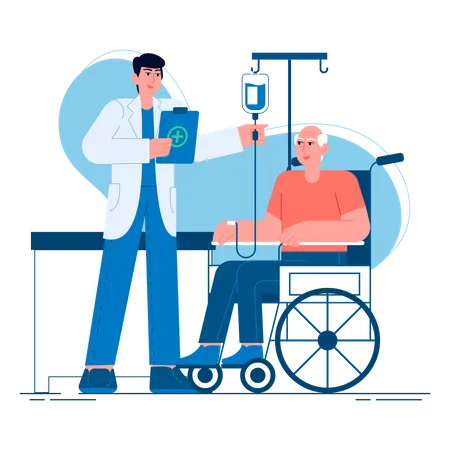 Doctor caring elder man  Illustration