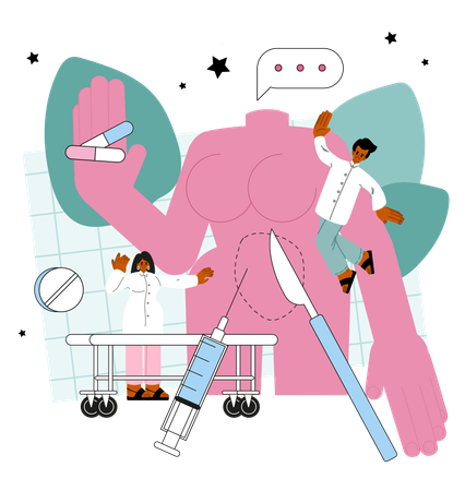 Doctor carries out human surgery  Illustration