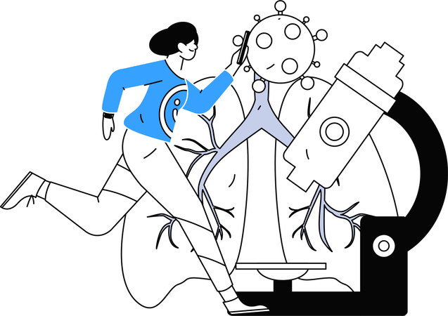 Doctor carries out lungs analysis  Illustration