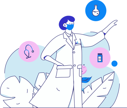 Doctor carries out medical research  Illustration