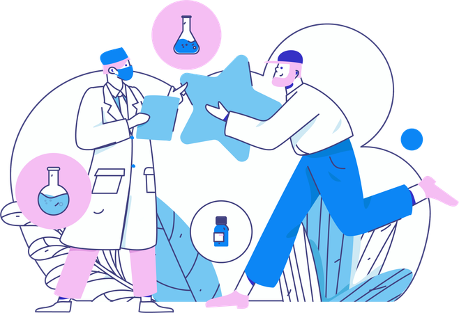 Doctor carries out medical research  Illustration