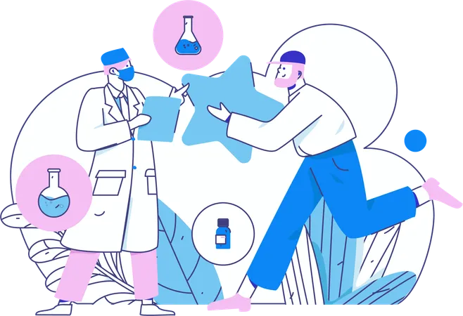 Doctor carries out medical research  Illustration