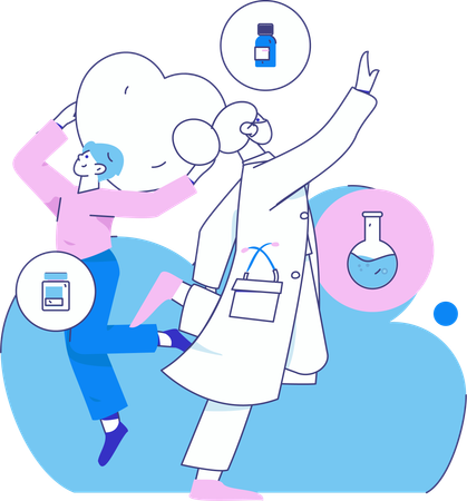 Doctor carries out medical research  Illustration