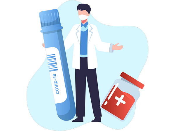 Doctor Carrying Test Tube:  Illustration