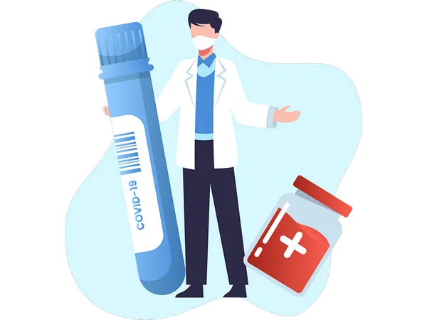 Doctor Carrying Test Tube:  Illustration