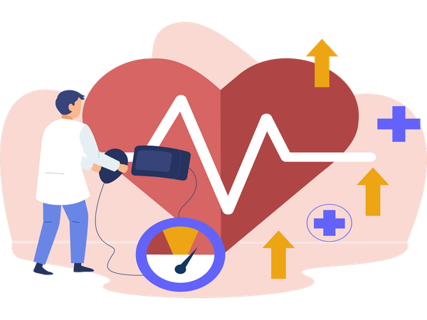 Doctor Check Blood Pressure Checkup  Illustration