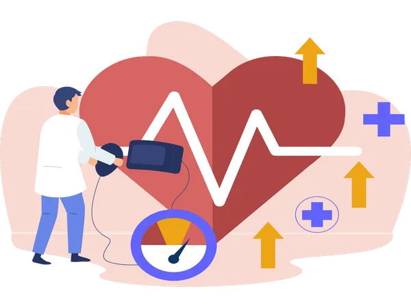 Doctor Check Blood Pressure Checkup  Illustration