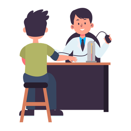 Doctor Check Blood Pressure  Illustration