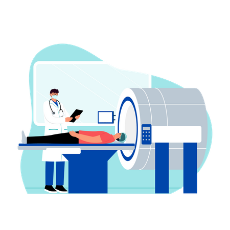 Doctor check  patient's ct scan report  Illustration