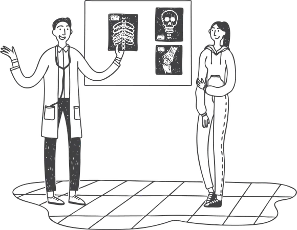 Doctor check woman xray  Illustration