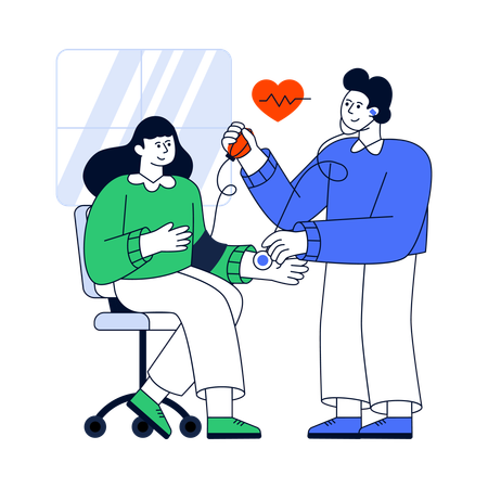 Doctor checking blood pressure before blood donation  Illustration