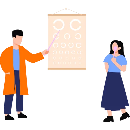 Doctor checking girl eyesight  Illustration