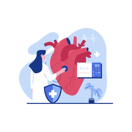 Doctor checking heart health and cardiovascular pressure  Illustration