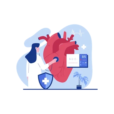 Doctor checking heart health and cardiovascular pressure  Illustration