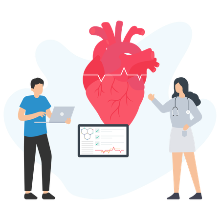 Doctor checking heart report  Illustration