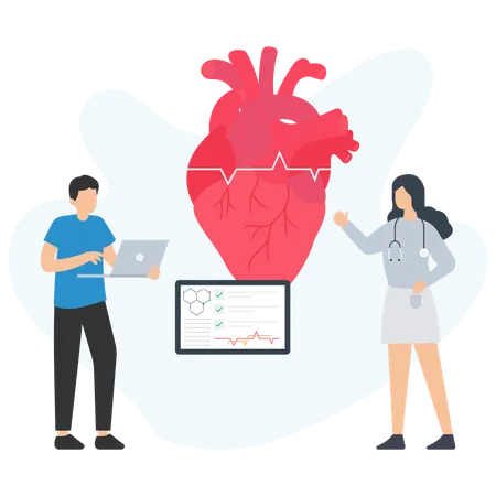 Doctor checking heart report  Illustration