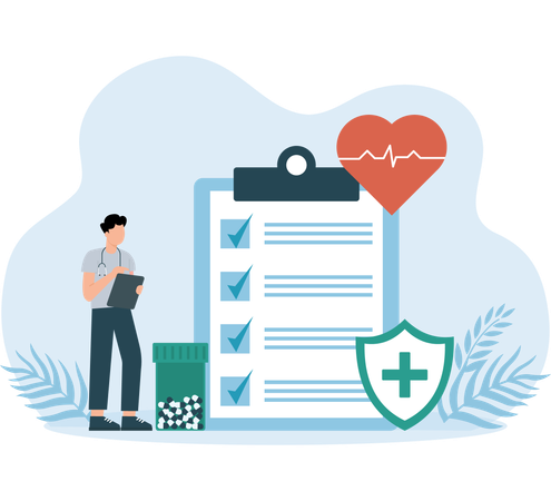 Doctor checking heart report  Illustration