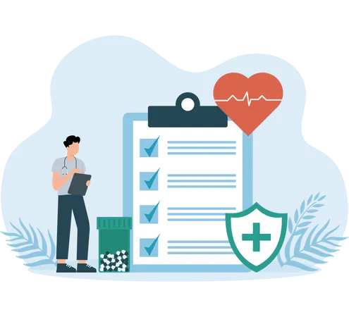 Doctor checking heart report  Illustration