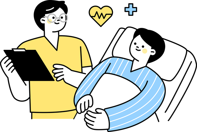 Doctor checking hospitalized patient  Illustration