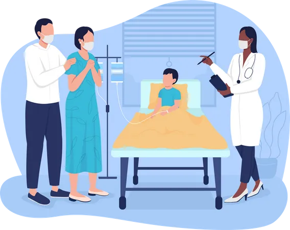 Doctor checking Kid in emergency room  Illustration