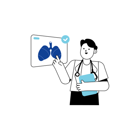 Doctor Checking Lung  Illustration