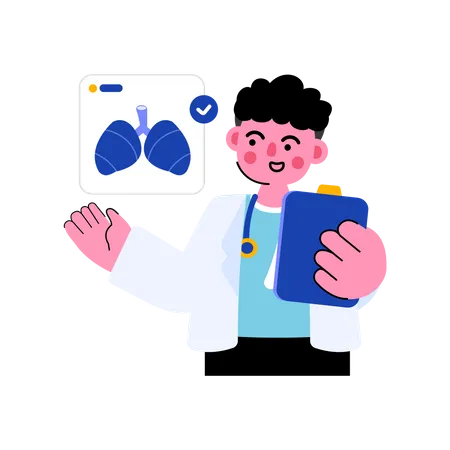 Doctor Checking Lung  Illustration