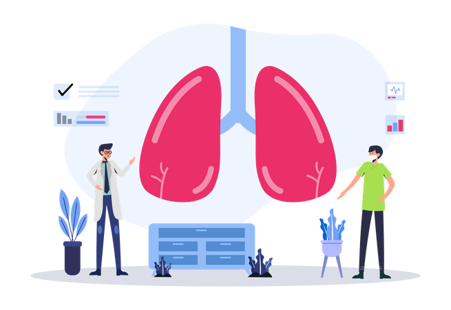 Doctor Checking Lung with Patient Illustration