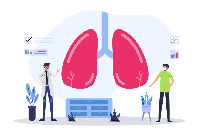 Doctor Checking Lung with Patient  Illustration