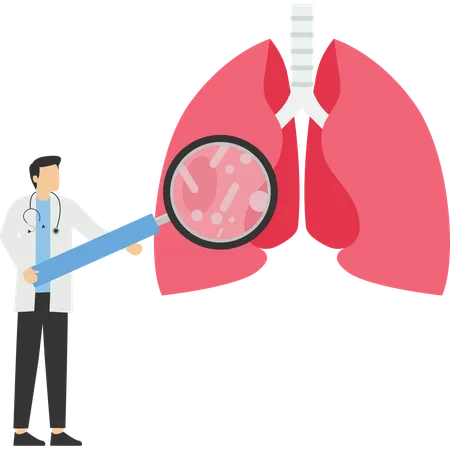 Lung Inspection Concept Pulmonology Of Human Illustration For Website App Banner Fibrosis Tuberculosis Pneumonia Cancer Lung Diagnosis Doctors Treat Scan Patient Health Check Up Illustration
