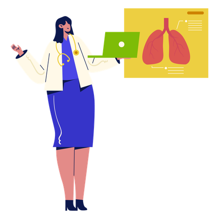 Doctor Checking Lungs Report  Illustration