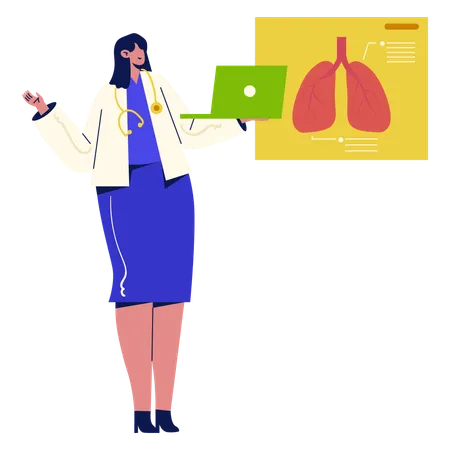 Doctor Checking Lungs Report  Illustration