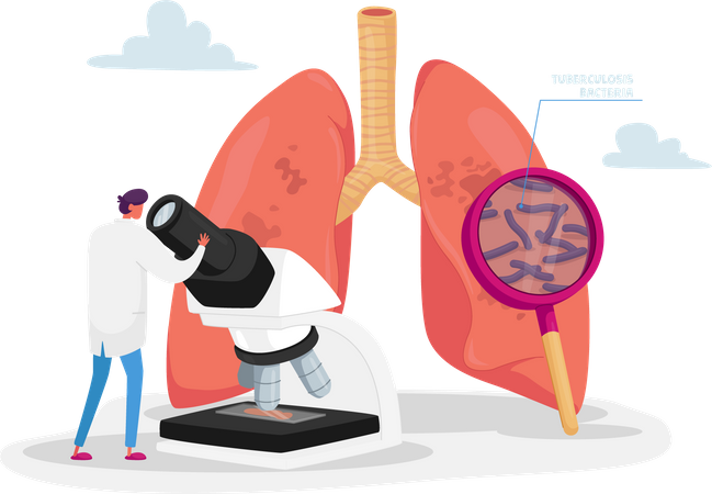 Doctor Checking Lungs Sputum on Pulmonology Illustration