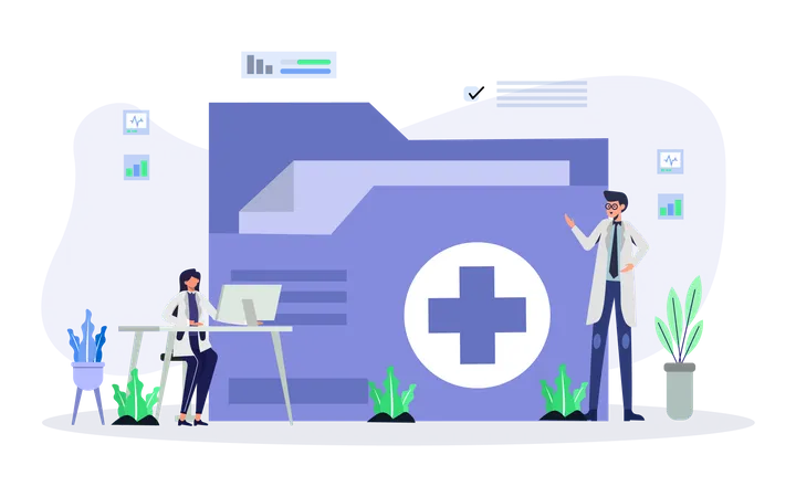 Doctor Checking Medical Data  Illustration