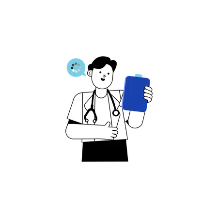 Doctor checking Medical Report  イラスト