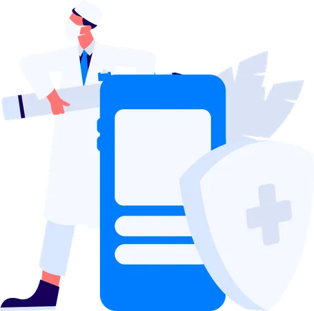 医師が診断書を確認する  イラスト