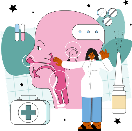 Doctor checking nose problem  일러스트레이션