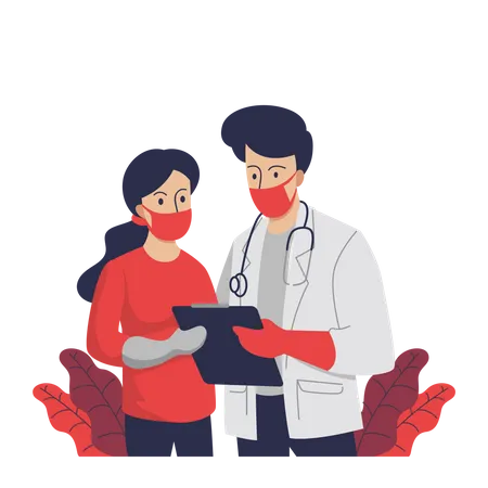 Doctor Checking on Patient Diagnose  Illustration