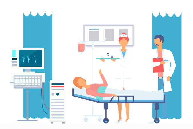 Doctor checking patient condition after surgery  Illustration