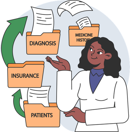 Doctor checking patient file records  Illustration