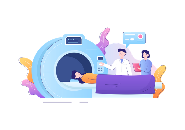 Doctor checking patient health using MRI machine  Illustration